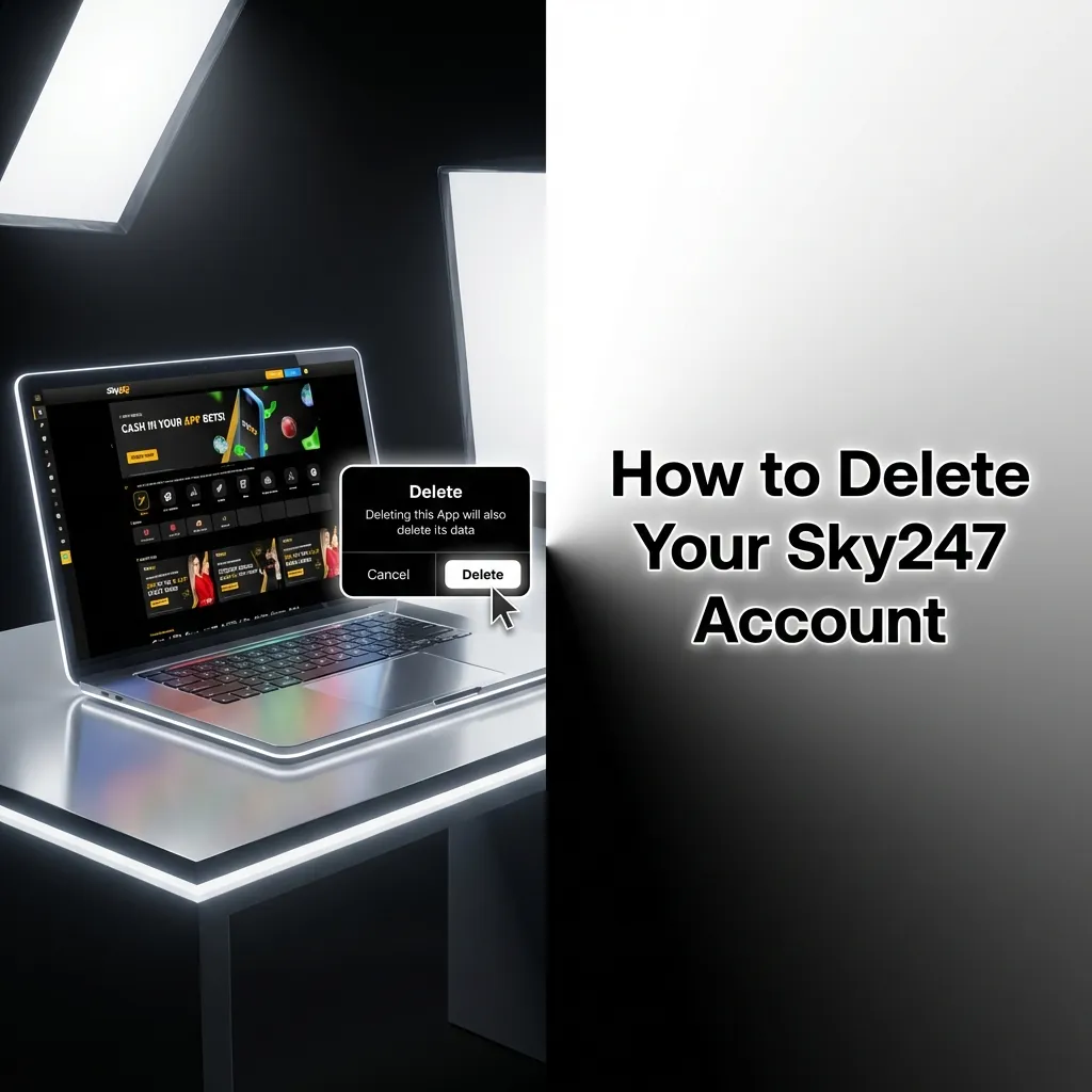 Person using laptop to delete Sky247 account through customer support chat interface