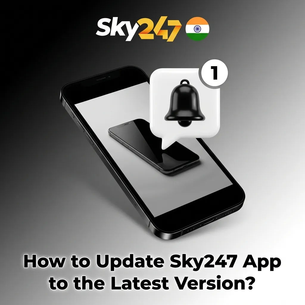 Sky247 app update notification screen showing 'Update Now' button and installation prompt on mobile device
