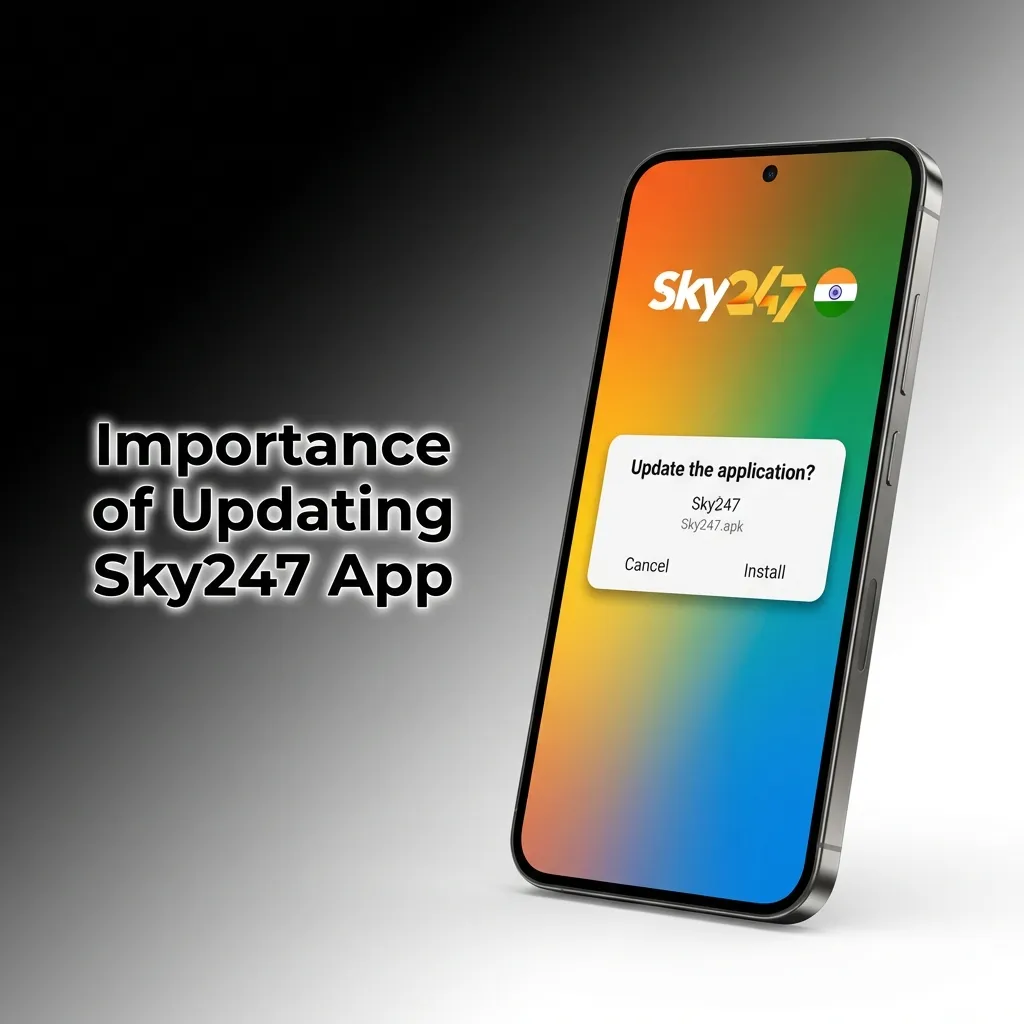 Sky247 app update screen showing security improvements and bug fixes for better betting performance