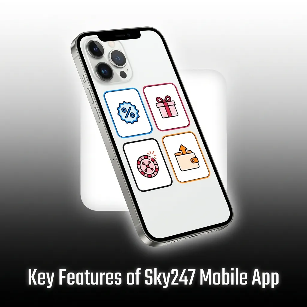 Sky247 mobile app interface showing betting options, payment methods, and casino games for Indian players