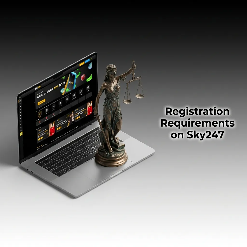Person reviewing Sky247 registration requirements checklist on laptop screen showing age and verification rules