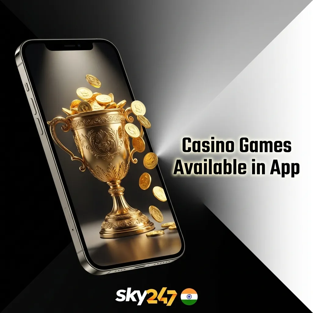 Sky247 mobile casino featuring slots, table games, live dealer options including Andar Bahar, Teen Patti, and Roulette