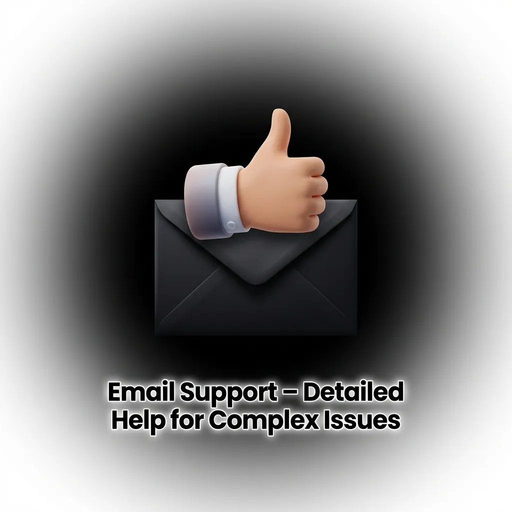 Email support interface showing helpline address, subject line with username, and attachment options for documents