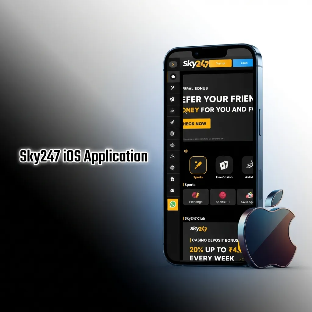 Sky247 betting app interface showing sports markets and casino games on iPhone and iPad devices