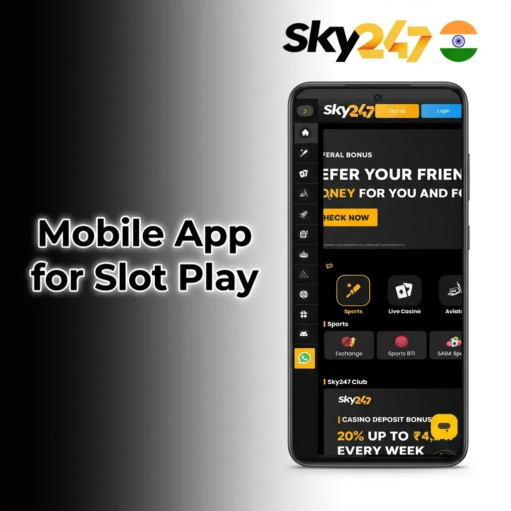 Mobile app interface showing slot game library with filters, navigation menu, and full-screen gameplay on smartphone