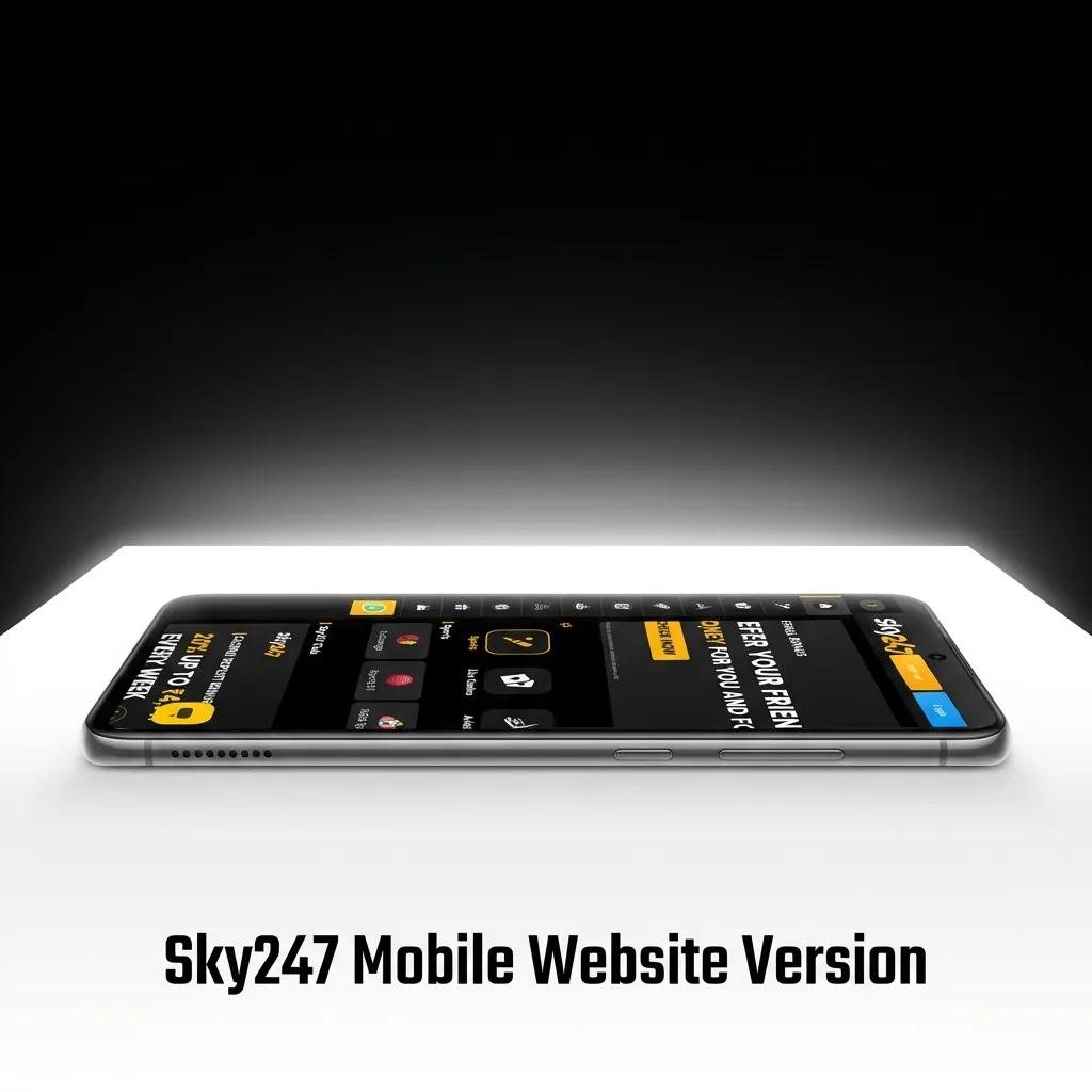 Sky247 mobile website interface displaying betting options and casino games optimized for smartphone screens