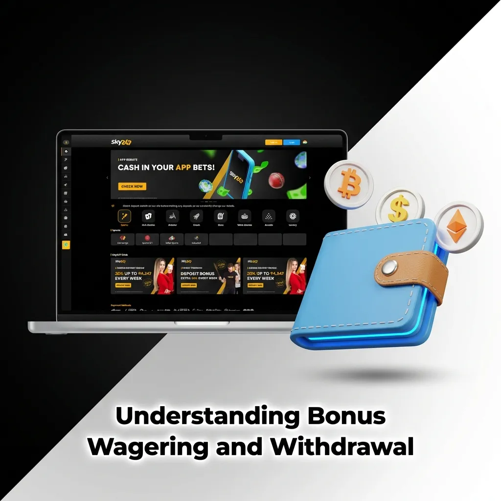 Diagram showing bonus account with wagering requirements and withdrawal process for online casino bonuses
