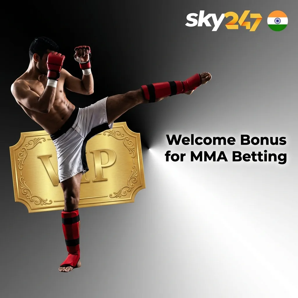 100% welcome bonus up to ₹10,000 for new MMA betting users with 5x rollover requirement on 1.50+ odds
