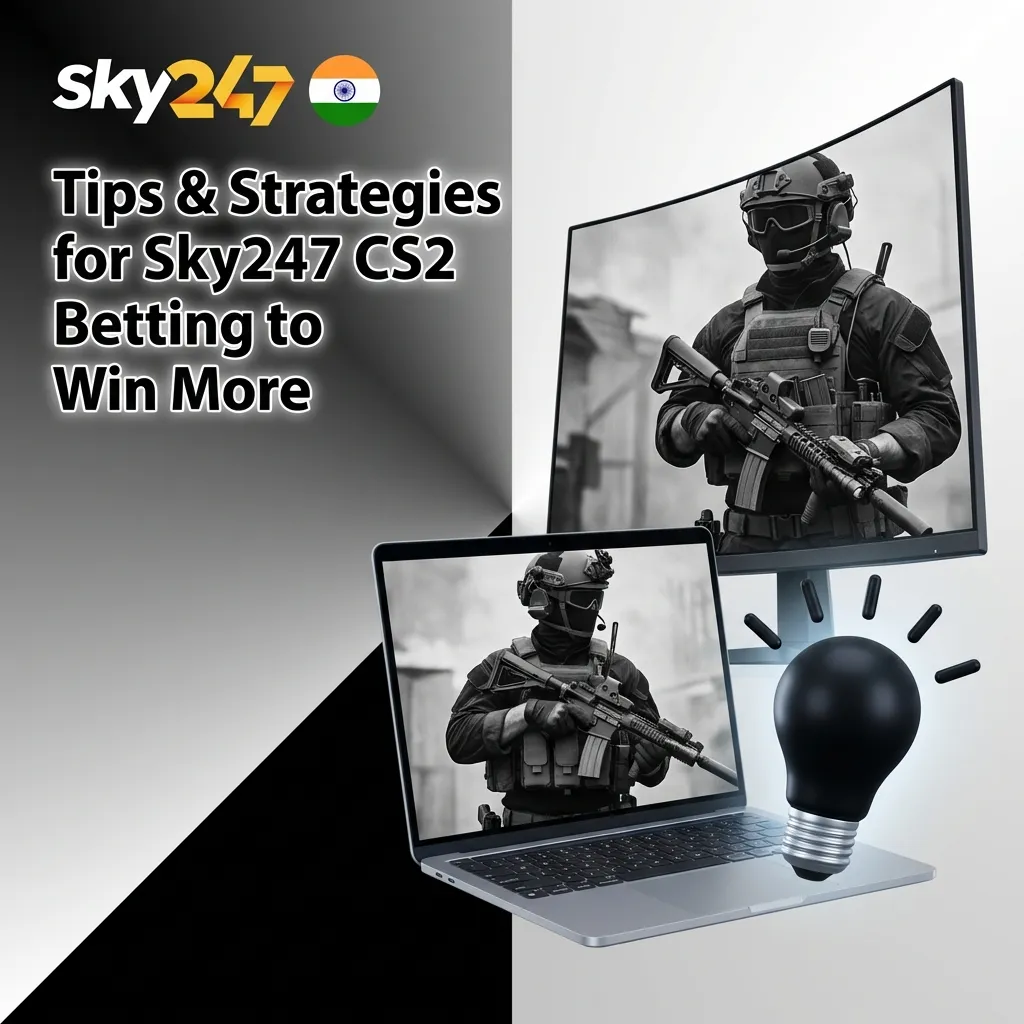 CS2 betting strategies guide showing bankroll management, map research, and live betting tips for Sky247 platform