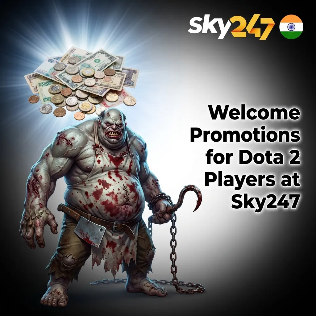 Sky247 welcome bonuses for Dota 2 players showing deposit offers and cashback promotions up to ₹10,247