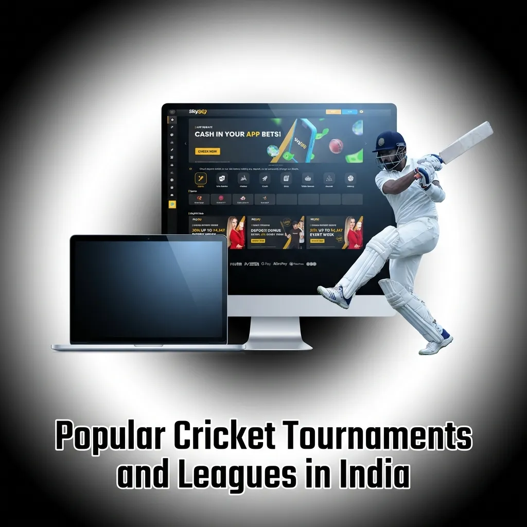 Cricket stadium with players competing in major tournaments including IPL, World Cup, and T20 championships in India