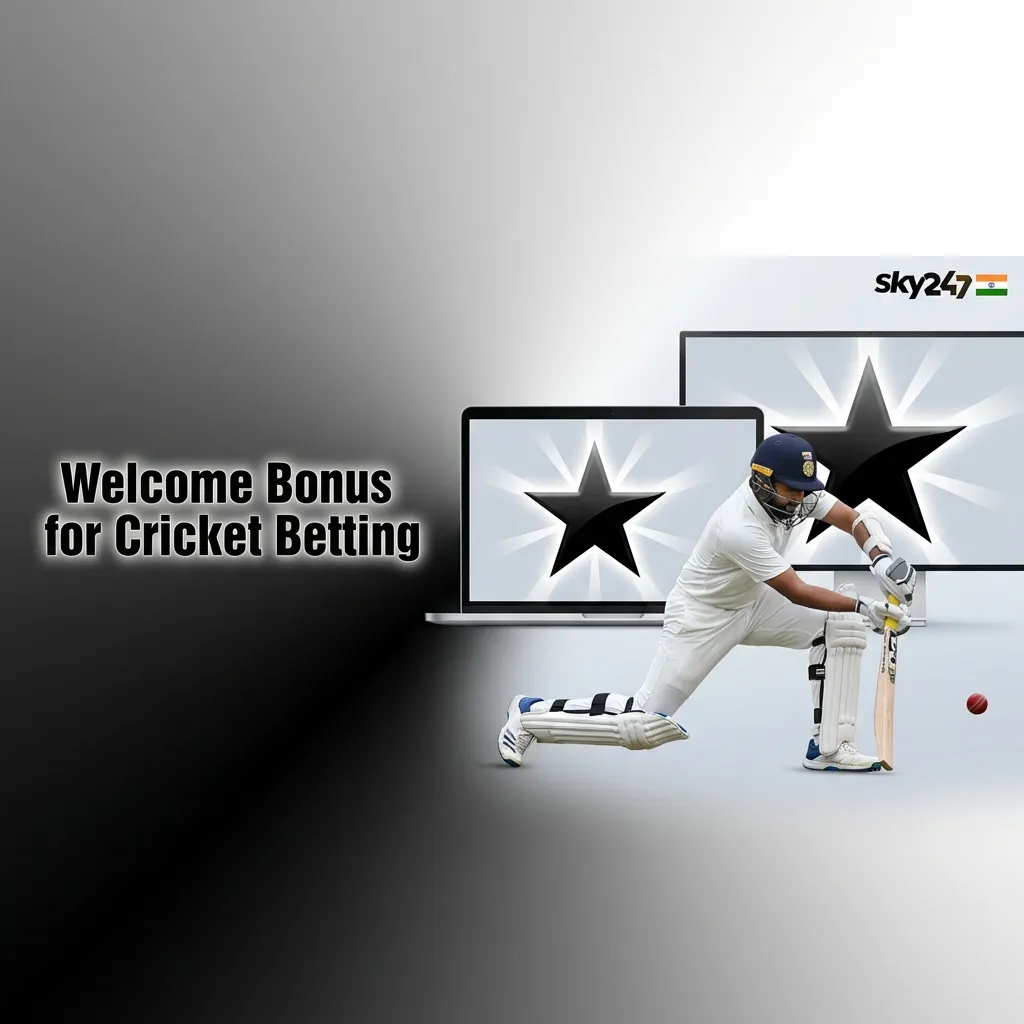 New cricket betting users get 24% cashback up to ₹10,247 on first deposit of ₹500+ with 5x wagering requirements.
