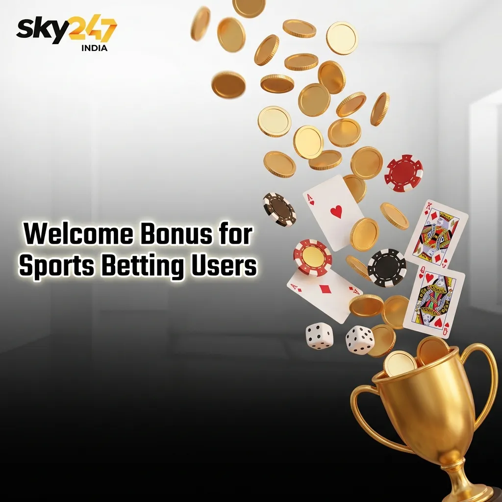 Sports betting welcome bonus showing 100% match up to ₹25,000 for new users with deposit and wagering requirements